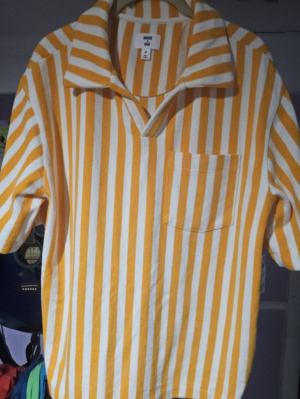 Mode One Yellow & White Striped Polo Shirt